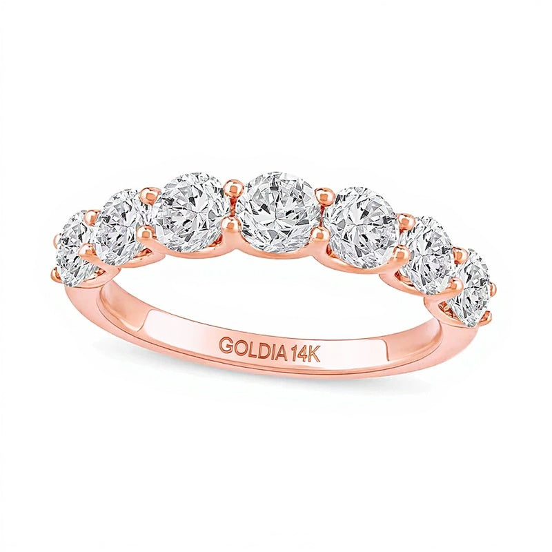 2.0 ct. Gesamtgewicht Labordiamant Memoire-Ring mit sieben Steinen in 14K Roségold (I/SI2)