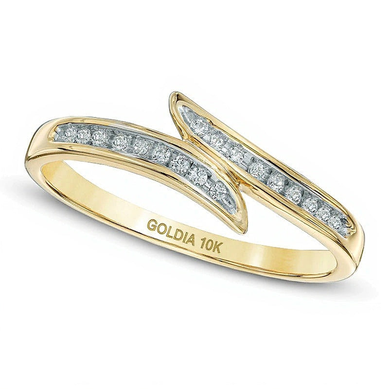 0.1 ct. Gesamtgewicht Diamant Bypass Ring in 10K Gelbgold