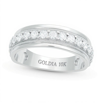 1.0 ct. Gesamtgewicht Diamant Ehering im Vintage-Stil in 10K Weißgold