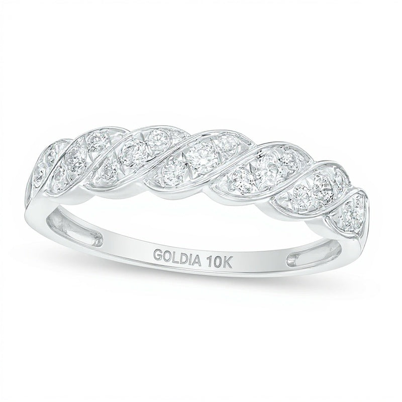 0.25 CT. Gesamtgewicht Diamant Twist-Ehering aus 10K Weißgold