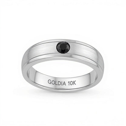 0.2 ct. schwarzer Diamant Solitär Memoire-Ring in 10K Weißgold