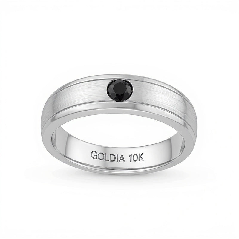0.2 ct. schwarzer Diamant Solitär Memoire-Ring in 10K Weißgold