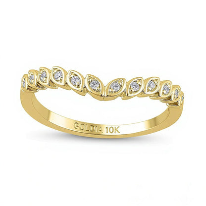 0.1 ct. Gesamtgewicht Diamant Ring mit Marquise-Rahmen und Kontur in 10K Gelbgold