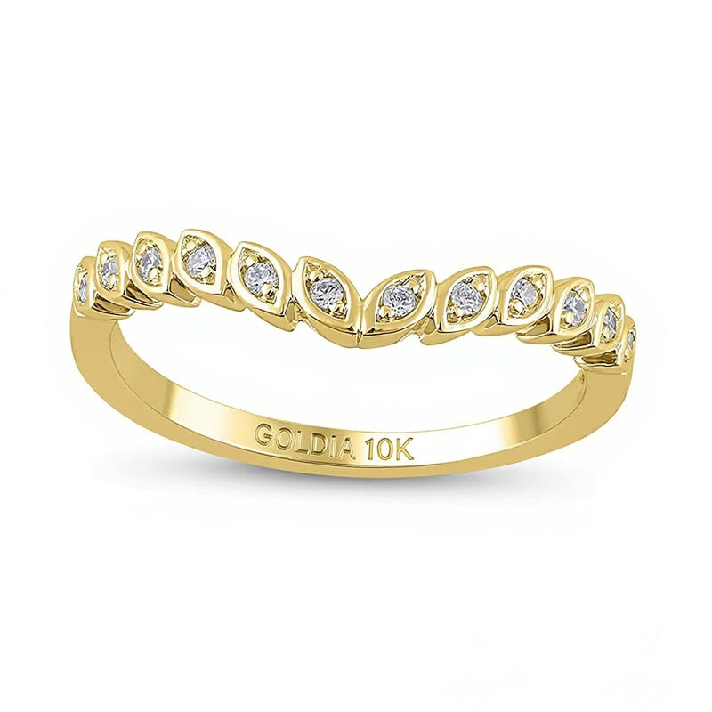 0.1 ct. Gesamtgewicht Diamant Ring mit Marquise-Rahmen und Kontur in 10K Gelbgold