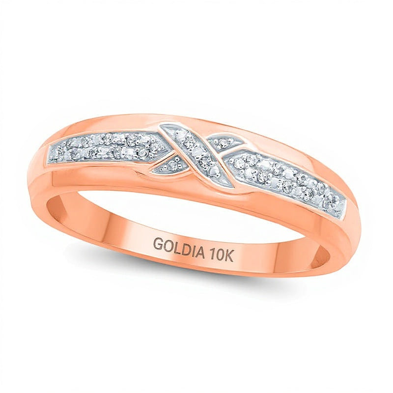 0.05 ct. Gesamtgewicht Diamant Criss-Cross Ehering in 10K Roségold