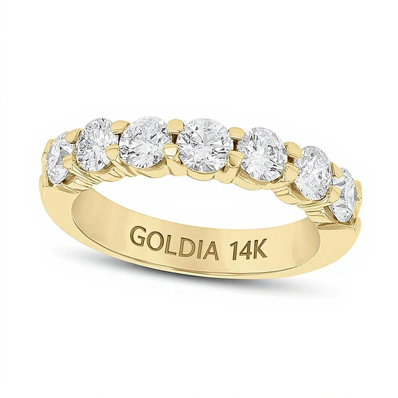 Memoire-Ring mit sieben Diamanten 1.5 ct. Gesamtgewicht in 14K Gelbgold