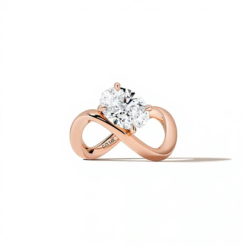 Zales x SHAHLA 2.0 CT. Solitär-Ring mit ovalem Labordiamant in 14K Roségold (F/VS2)