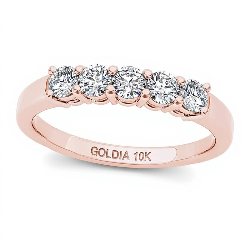 0.5 ct. Gesamtgewicht Diamant Fünfstein Memoire-Ring in 10K Roségold