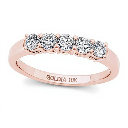0.5 ct. Gesamtgewicht Diamant Fünfstein Memoire-Ring in 10K Roségold