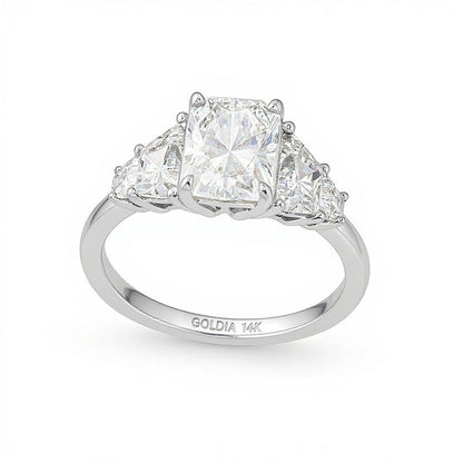 3.38 CT. TW Verlobungsring Radiant-Schliff Labordiamant in 14K Weißgold (F/VS2)