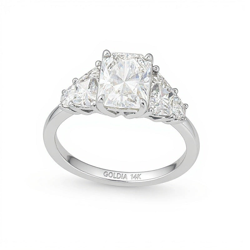 3.38 CT. TW Verlobungsring Radiant-Schliff Labordiamant in 14K Weißgold (F/VS2)