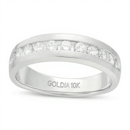 0.5 ct. Gesamtgewicht Diamant Ehering mit Satin-Finish in 10K Weißgold