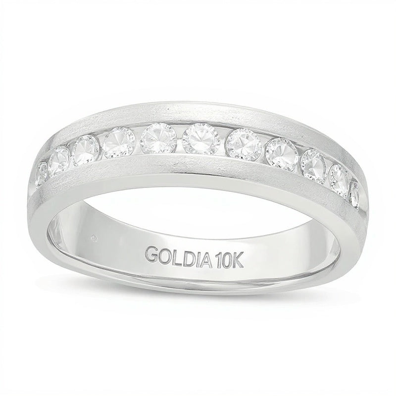 0.5 ct. Gesamtgewicht Diamant Ehering mit Satin-Finish in 10K Weißgold