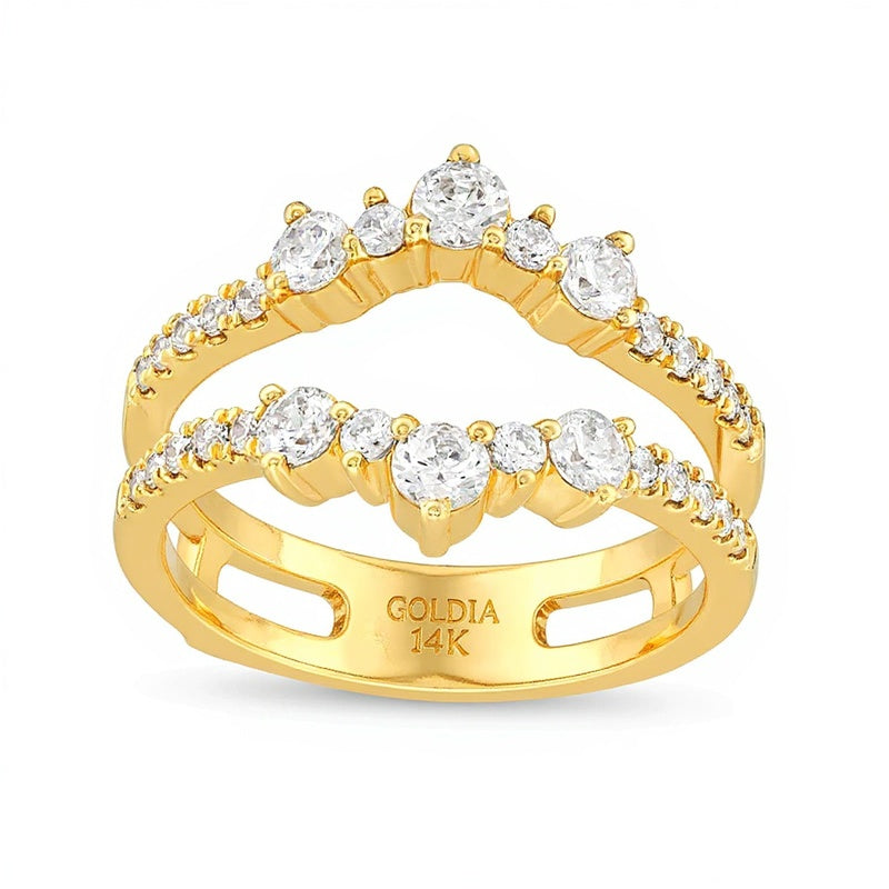 0,88 ct. Gesamtgewicht Diamant Solitär-Enhancer mit Kontur und geteilten Krappen in 14K Gelbgold