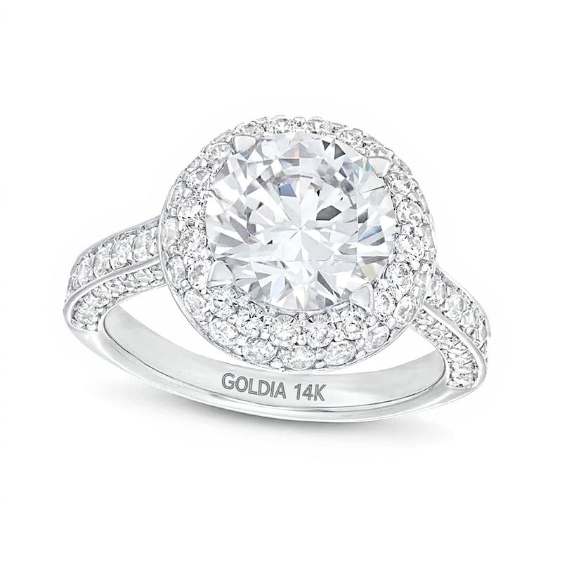 4.33 ct. Gesamtgewicht Labordiamant Halo-Verlobungsring in 14K Weißgold (I/SI2)
