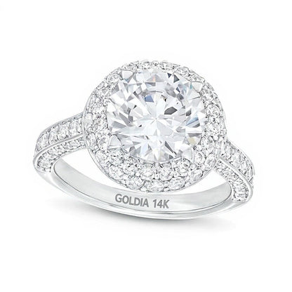 4.33 ct. Gesamtgewicht Labordiamant Halo-Verlobungsring in 14K Weißgold (I/SI2)