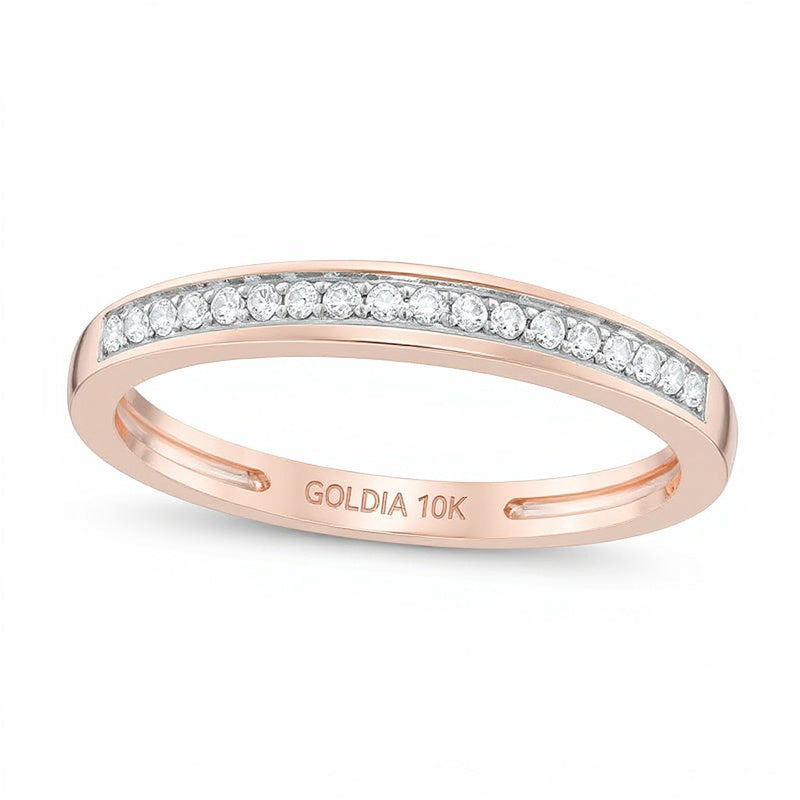Memoire-Ring mit Diamanten 0.07 ct. Gesamtgewicht kanalgefasst in 10K Roségold