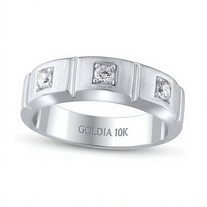 Dreistein-Ring mit Diamanten 0.25 ct. Gesamtgewicht, rund und Princess, in 10K Weißgold