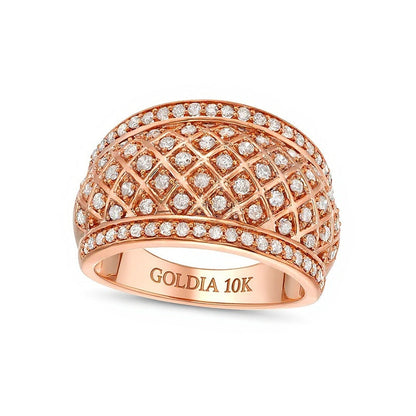 0.75 ct. Gesamtgewicht Diamant Ring mit breitem Gittermuster in 10K Roségold