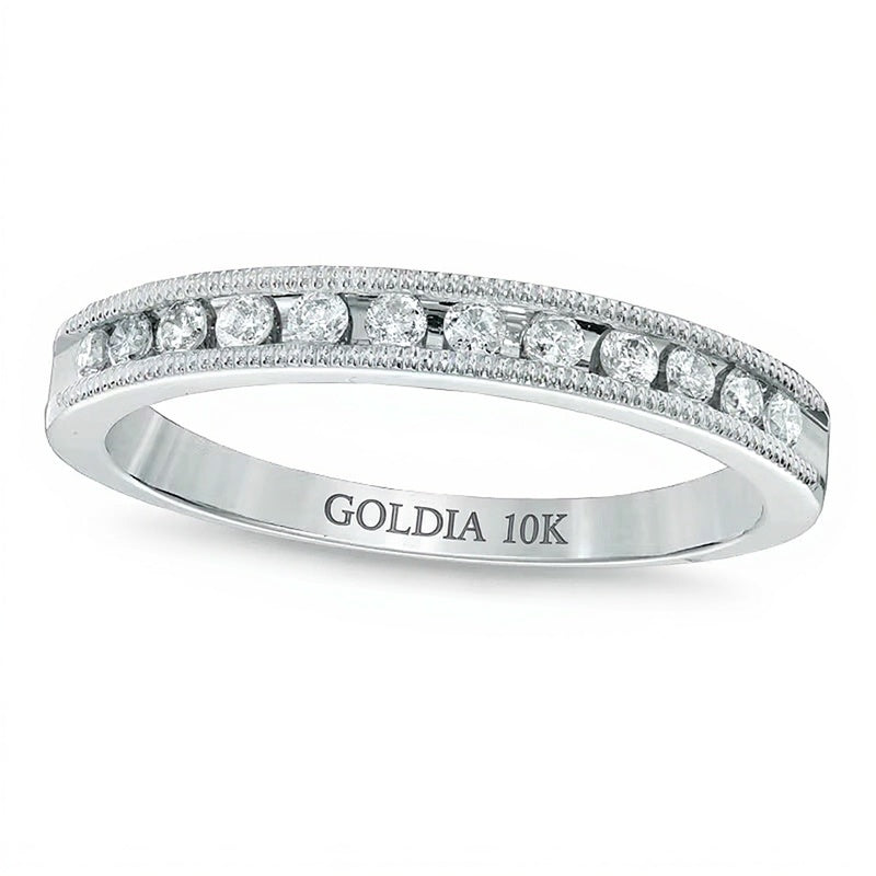 0,25 ct. Gesamtgewicht Diamant-Ring mit Milgrain in 10K Weißgold