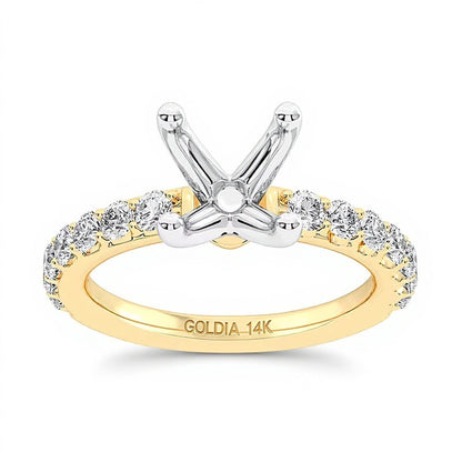 0,63 ct. Gesamtgewicht Labordiamant Halbfassung in 14K Gelbgold (F/VS2)