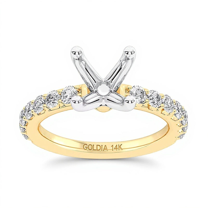 0,63 ct. Gesamtgewicht Labordiamant Halbfassung in 14K Gelbgold (F/VS2)