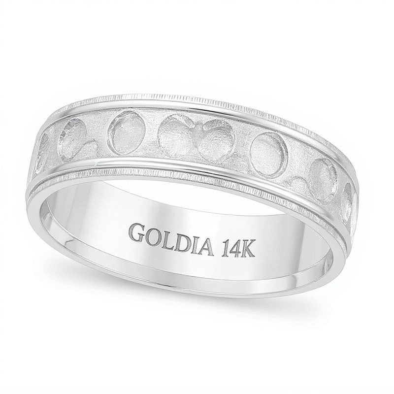 6,0mm Ehering mit Komfortschliff, gebürstet und gehämmert, in 14K Weißgold