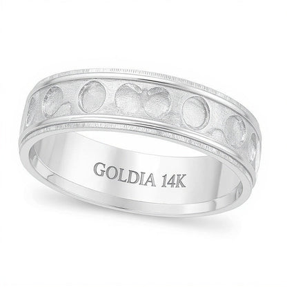 6,0mm Ehering mit Komfortschliff, gebürstet und gehämmert, in 14K Weißgold