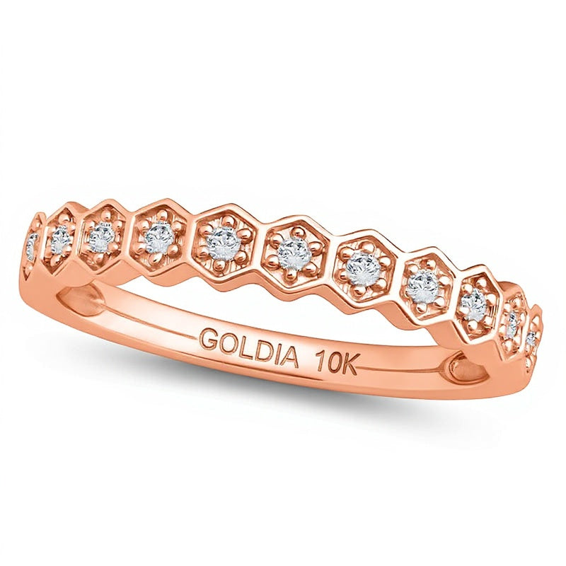 0.1 CT. Gesamtgewicht Diamant Hexagon Stapelring aus 10K Roségold