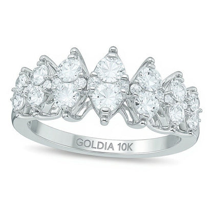 Ring mit 1.0 CT. Gesamtgewicht Diamanten, sieben Steine, in 10K Weißgold