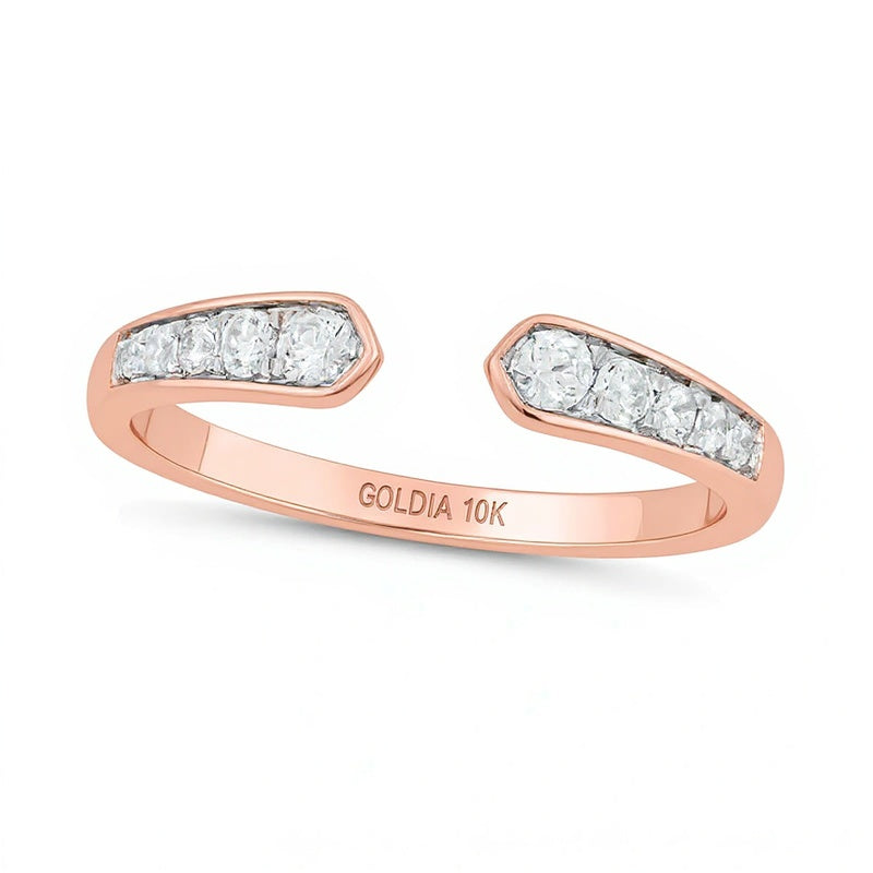 0.2 ct. Gesamtgewicht Diamant Ring mit offener Schiene und abgestuftem Besatz stapelbar in 10K Roségold