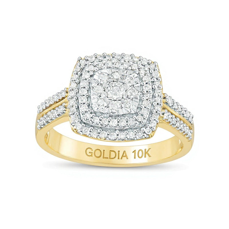 0.38 ct. Gesamtgewicht Diamant Halo-Ring in 10K Gelbgold