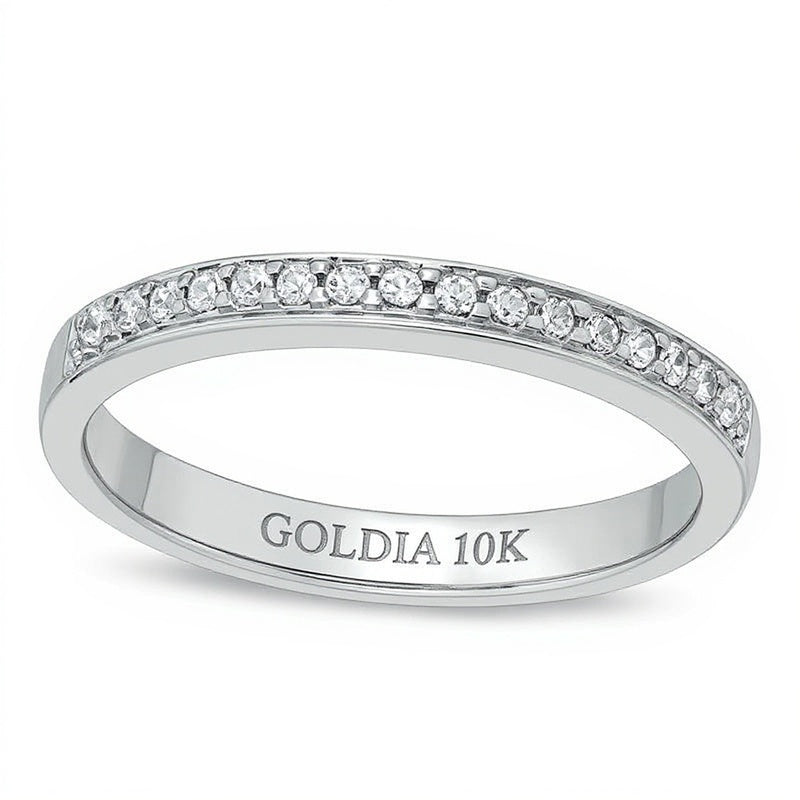 Ehering mit weißen Diamanten 0.1 CT. Gesamtgewicht in 10K Weißgold