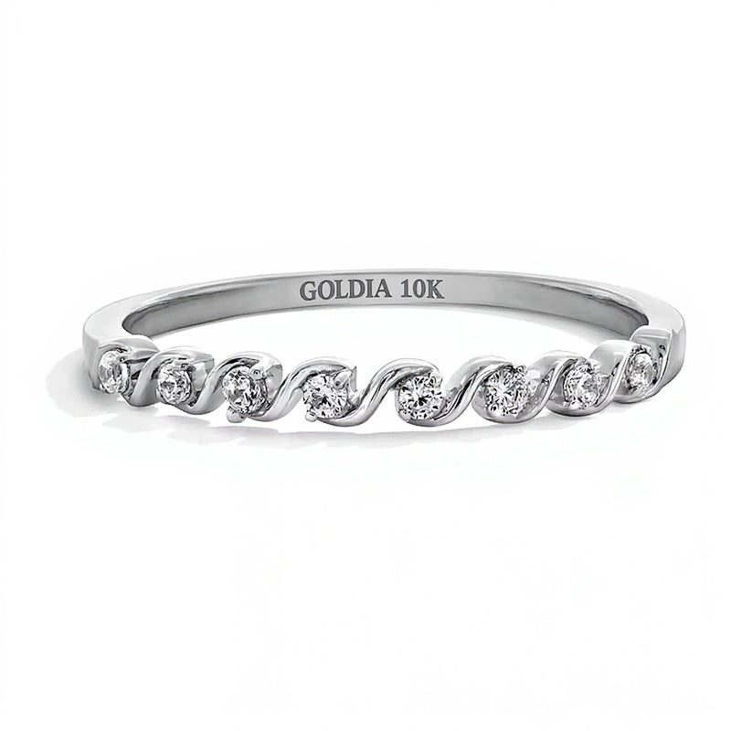 0.1 ct. Gesamtgewicht Diamant Stapelring in 10K Weißgold