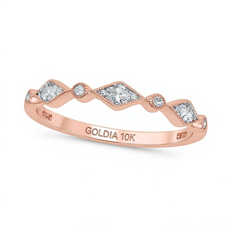 0.1 ct. Gesamtgewicht Multi-Diamant Art-Déco Stapelbarer Ring in 10K Roségold