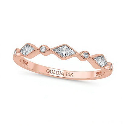 0.1 ct. Gesamtgewicht Multi-Diamant Art-Déco Stapelbarer Ring in 10K Roségold