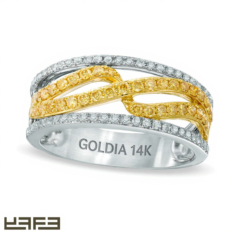 EFFY™ Collection Ring mit gelben und weißen Diamanten 0.5 ct. Gesamtgewicht in 14K Weißgold