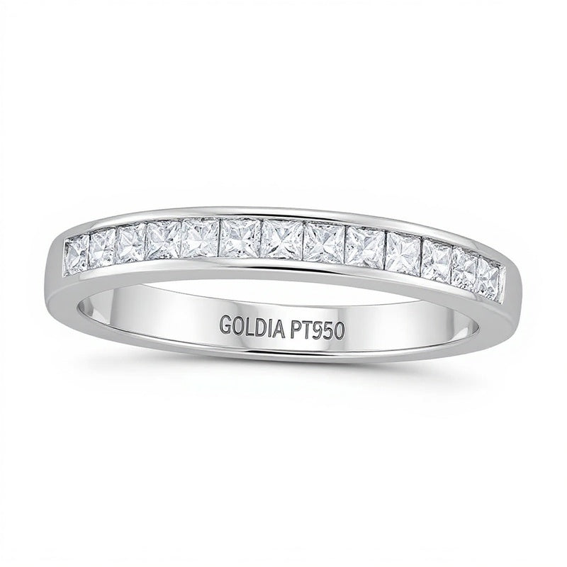 Ehering mit Diamanten im Princess-Schliff 0,5 ct. Gesamtgewicht in Platin (H/VS2)