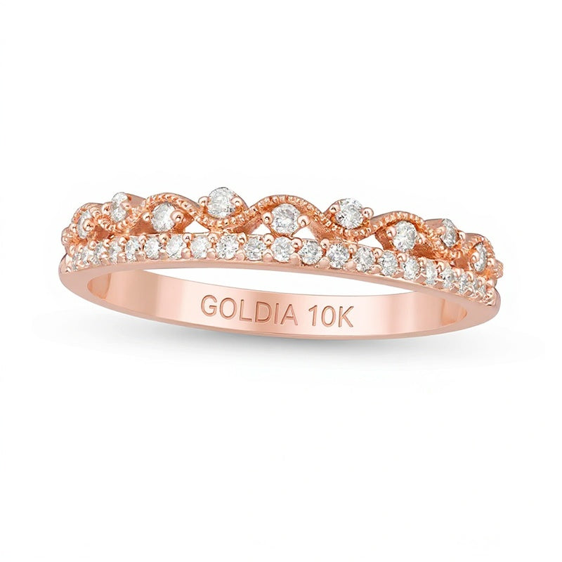 0.2 ct. Gesamtgewicht Diamant Vintage-Stil Kaskaden-Stapelring in 10K Roségold