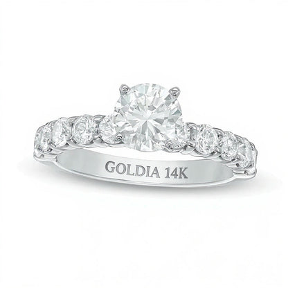 Verlobungsring 2.0 ct. Gesamtgewicht Diamant Solitär mit seitlichem Besatz in 14K Weißgold