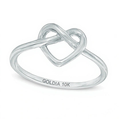 Herzförmiger Knoten-Ring in 10K Weißgold
