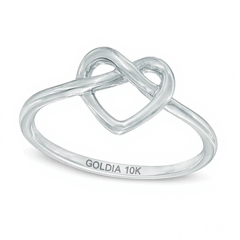 Herzförmiger Knoten-Ring in 10K Weißgold