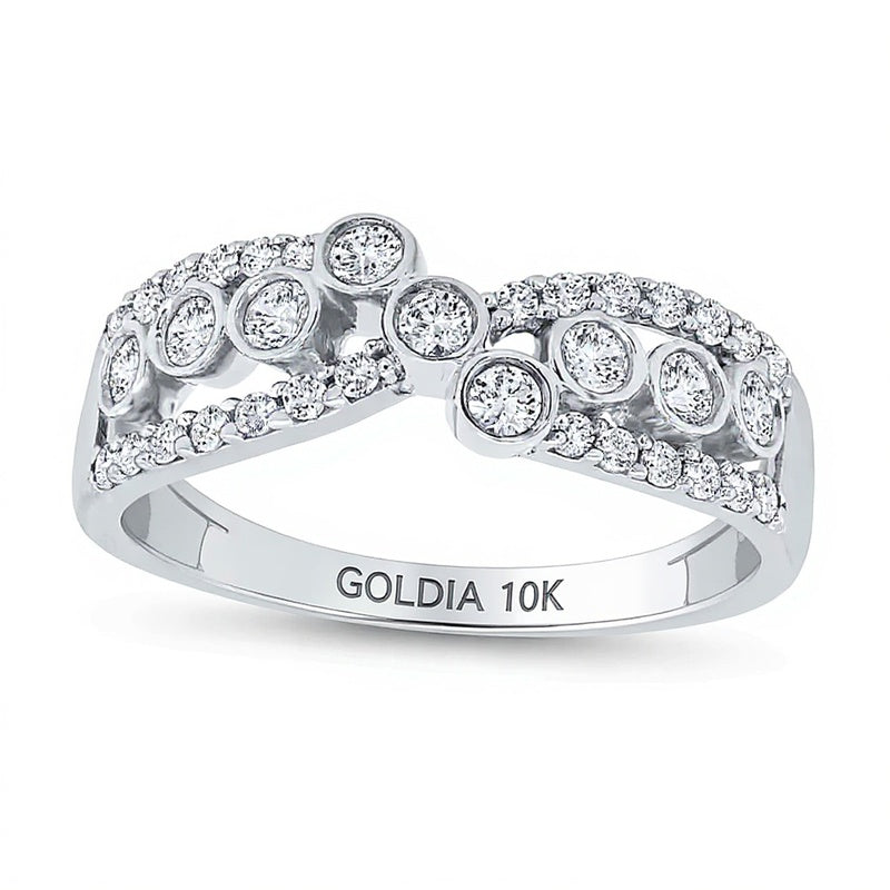 0.5 ct. Gesamtgewicht Diamant Bypass-Ring in 10K Weißgold mit Zargenfassung