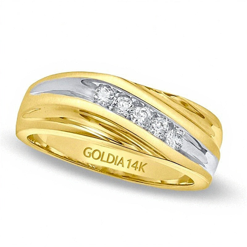 0,25 ct. Gesamtgewicht Diamant Ehering aus 14K Gelbgold