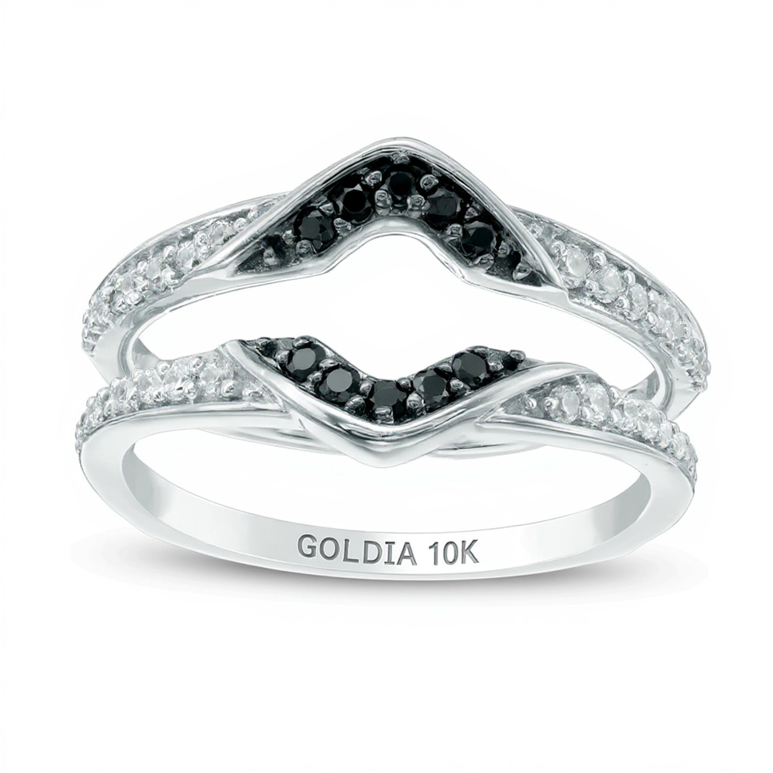 0.25 CT. Gesamtgewicht behandelter schwarzer und weißer Diamant Solitär-Enhancer in 10K Weißgold