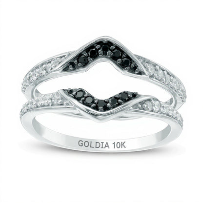 0.25 CT. Gesamtgewicht behandelter schwarzer und weißer Diamant Solitär-Enhancer in 10K Weißgold