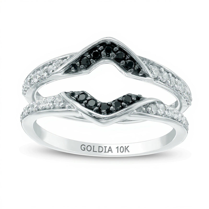 0.25 CT. Gesamtgewicht behandelter schwarzer und weißer Diamant Solitär-Enhancer in 10K Weißgold