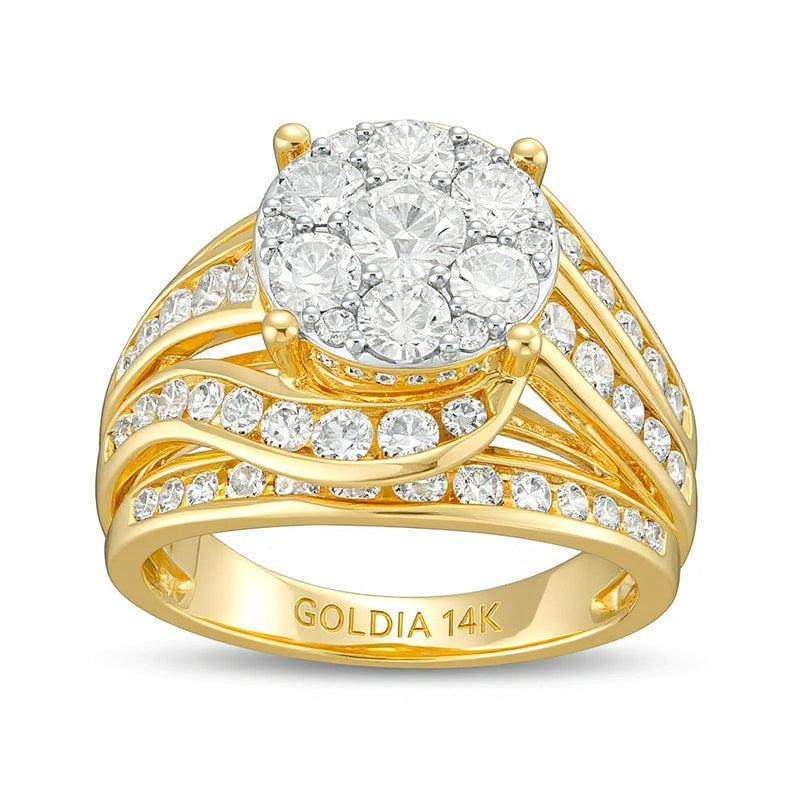 3.0 ct. Gesamtgewicht Multi-Diamant Bypass Verlobungsring aus 14K Gelbgold (I/I2)
