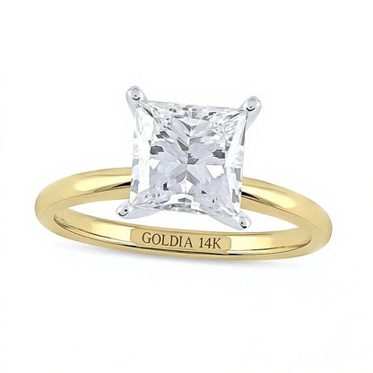 2.0 CT. Princess Labordiamant Solitär Verlobungsring in 14K Gelbgold (F/VS2)