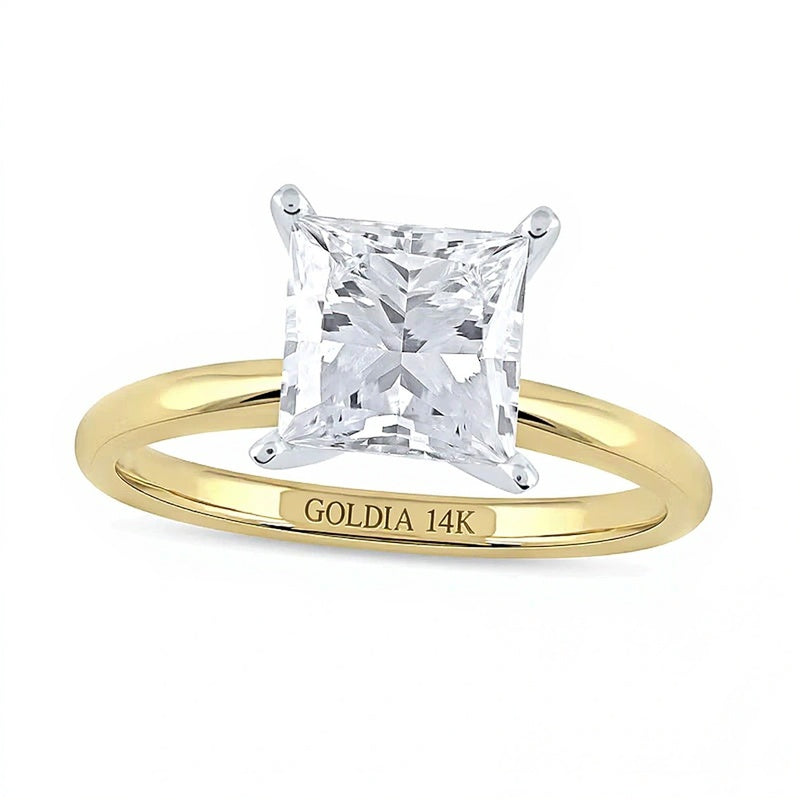 2.0 CT. Princess Labordiamant Solitär Verlobungsring in 14K Gelbgold (F/VS2)